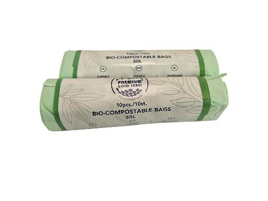 Affaldspose Bio 30 liter 50x60cm transp. grøn 100% bionedbrydelig 10 stk