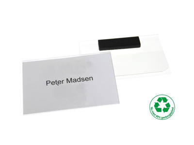 Navneskilt med magnet - 60 x 90 mm, inkl. indstik, 25 stk