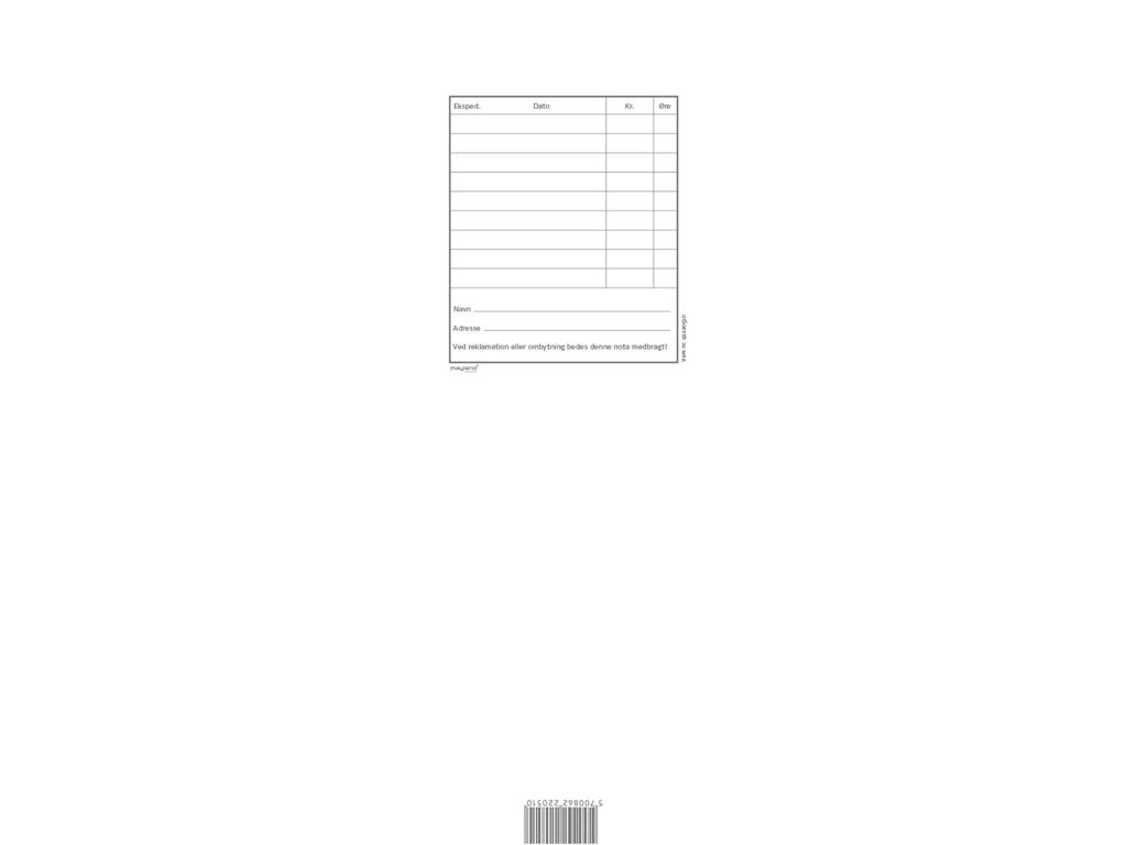 Kasseblokke 92 2205 10 85x272mm 2x50 blade