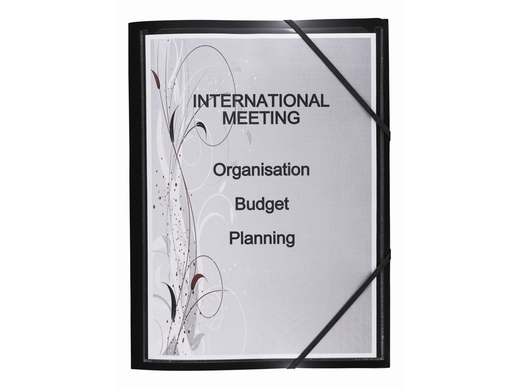 Elastikmappe A4+ plast sort