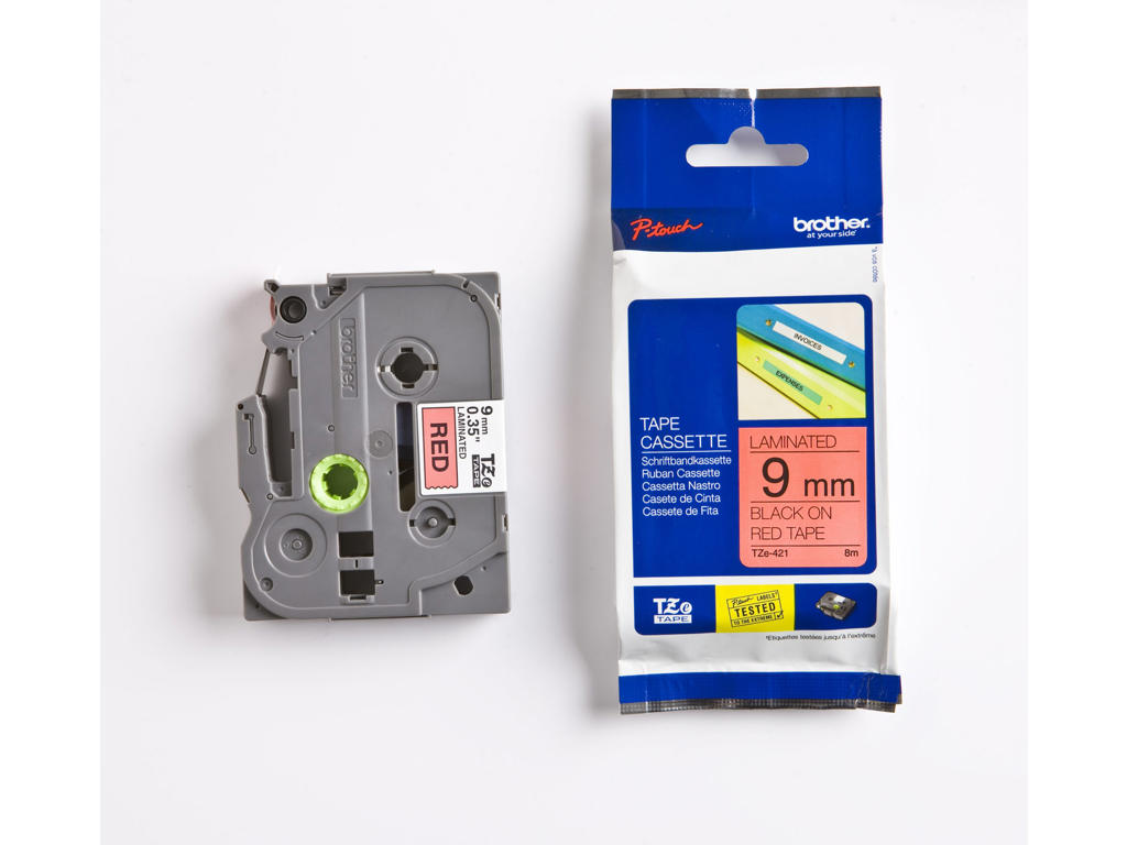 Brother tape TZe421 9mm sort/rød