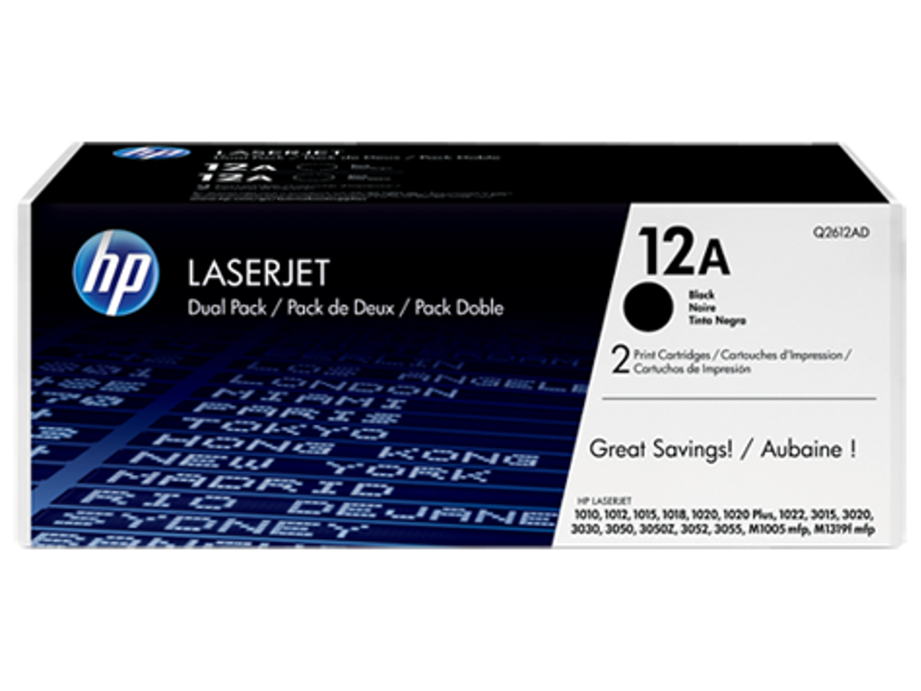 HP 12A toner Q2612AD 2x sort, 4000 sider