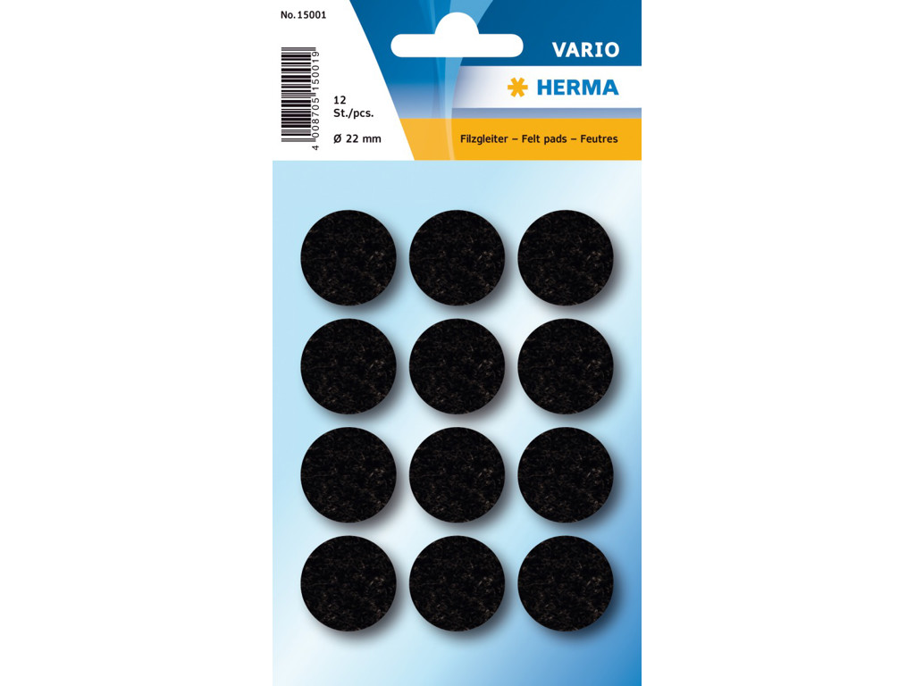 Herma Home filtfødder Ø22mm sort 12 stk