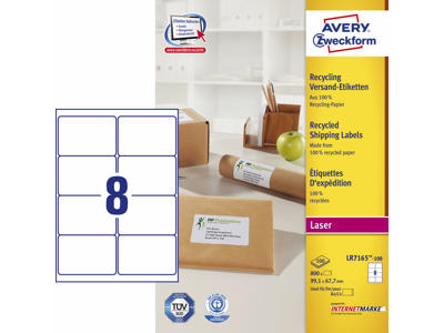 Etiket 99,1x67,7mm Avery LR7165 8 stk/ark 100 ark