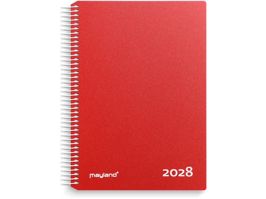 Timekalender rød PP-plast 2028