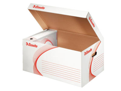 Arkivkasse i pap | Esselte | Hvid/Rød