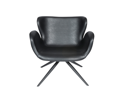Loungestol med armlæn | Ventus | Drejefunktion | Sort PU læder | Sort stel