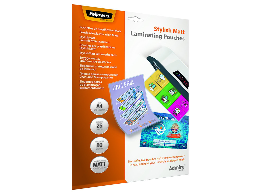 Lamineringslomme A4 80 mic mat foldbar 25 stk