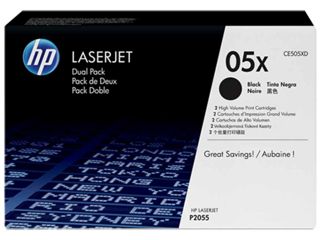 HP 05X toner CE505XD 2x sort, 13000 sider