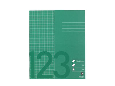 Skolehæfte 17x21 cm 5x5mm kvad grøn