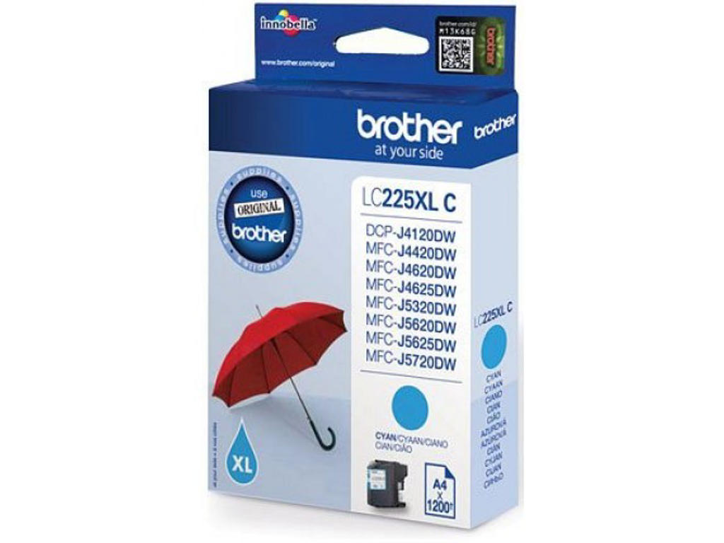 Brother blæk LC225XLC cyan, 1200 sider
