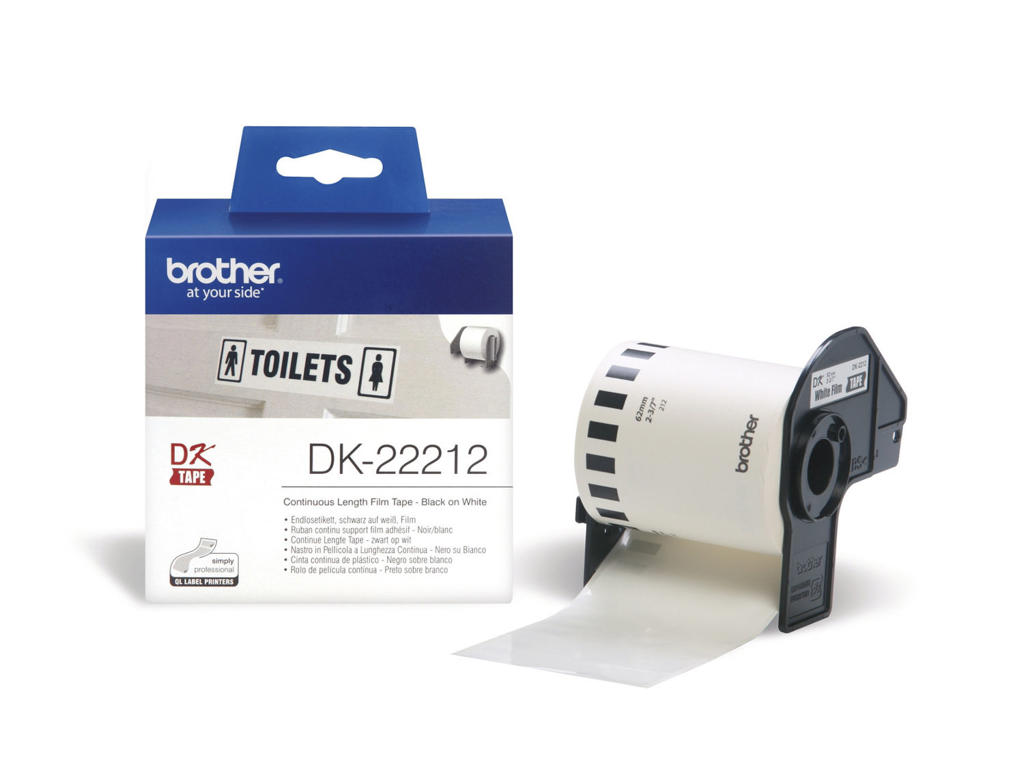 Label Brother DK22212 62mm x 15,24 meter hvid film