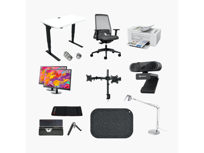 Hjemmekontor pakke med sort stel