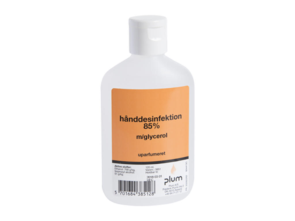 Hånddesinfektion Plum flydende 85% 10x120 ml.