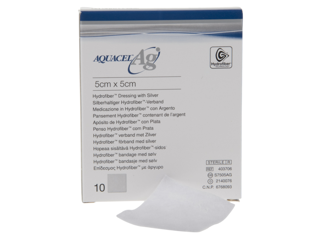 Sølvbandage Aquacel Ag 5x5 cm steril 10 stk