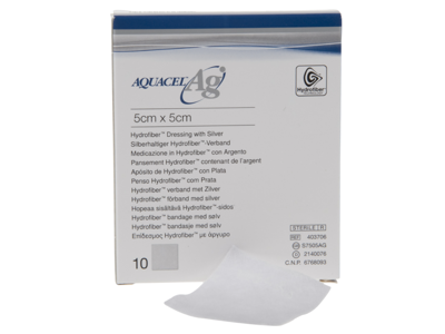 Sølvbandage Aquacel Ag 5x5 cm steril 10 stk