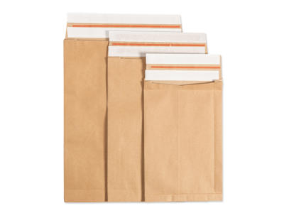Forsendelsesposer 250x350x50mm med genluk 135g brun papir 