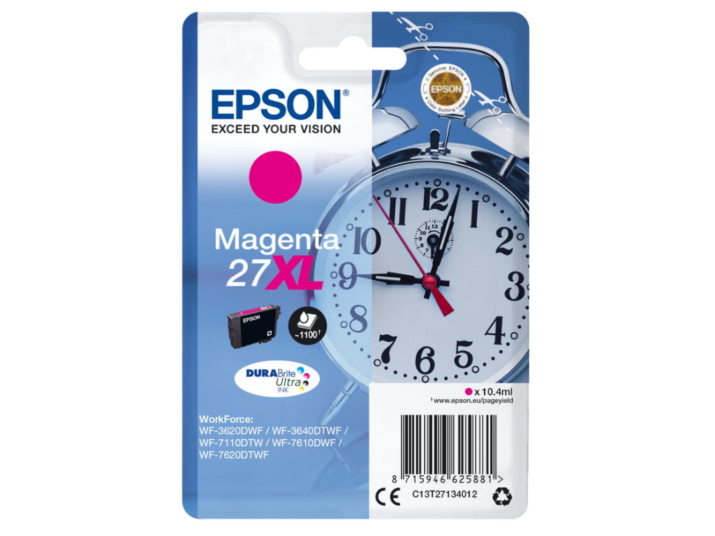 Epson blæk 27XL magenta, 1100 sider