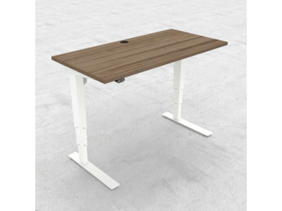 Hæve-/ sænkebord 120x60 cm valnød med hvidt stel