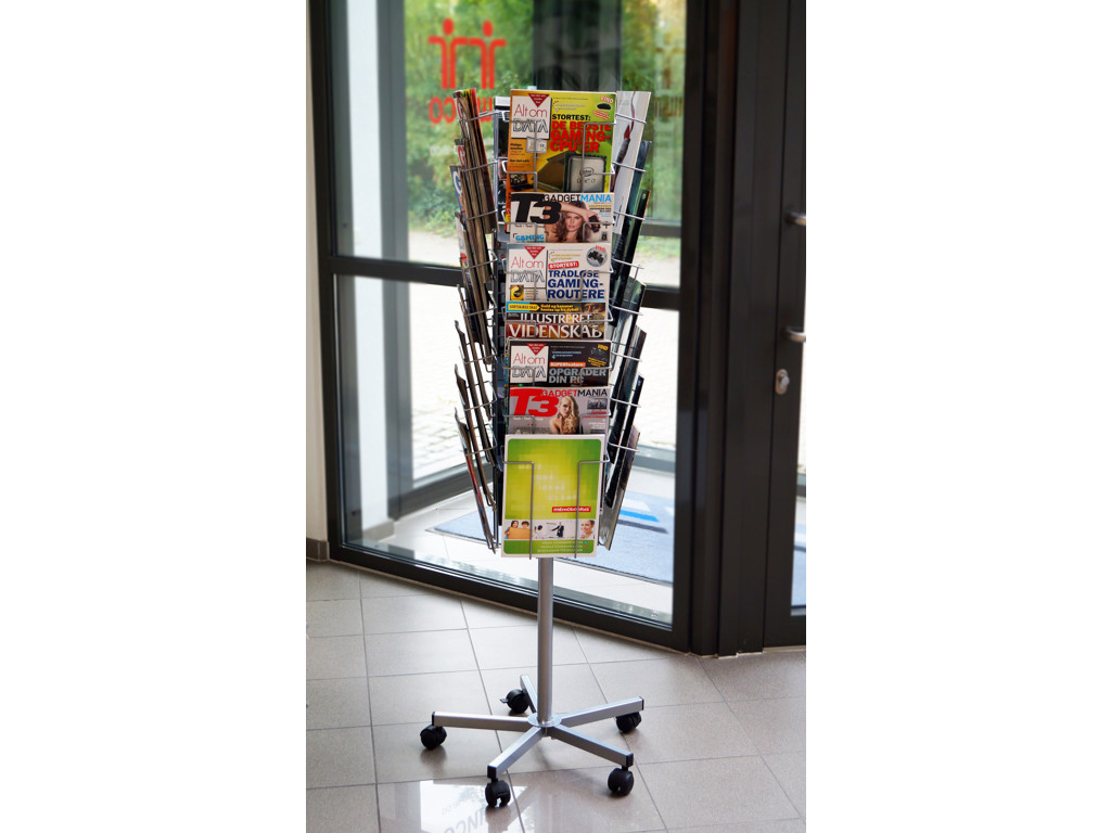 Brochurestativ Twin Agenda A4 32 fag til gulv sølv