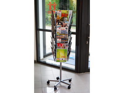 Brochurestativ Twin Agenda A4 32 fag til gulv sølv