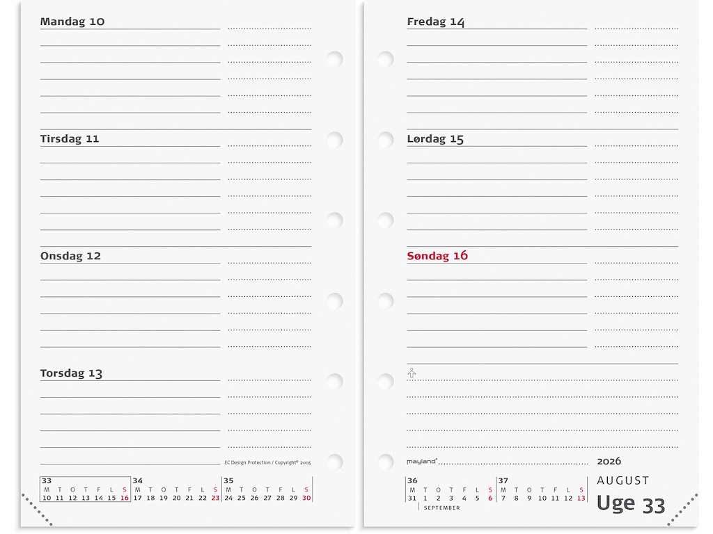 System Mini ugekalender tværformat REFILL 2026