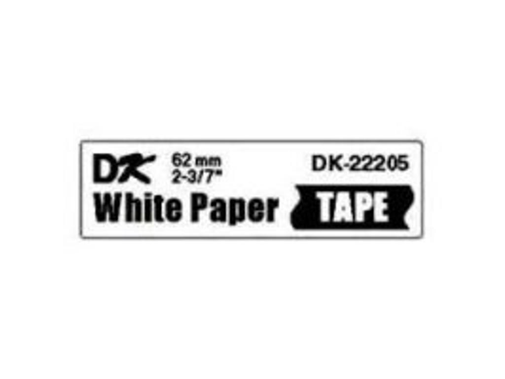 Label Brother DK22205 62mm x 30,48 meter hvid papir