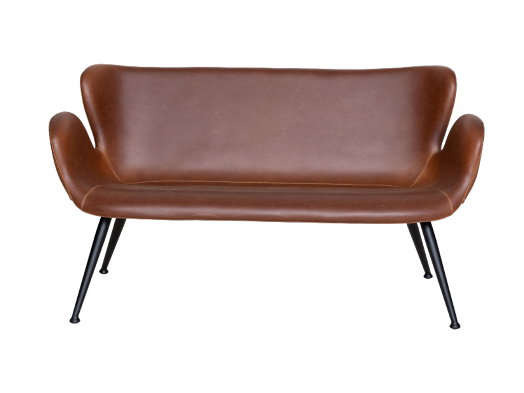 Loungesofa 2 pers. kastanje PU læder /sort stel