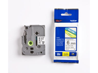Brother tape TZe211 6mm sort/hvid