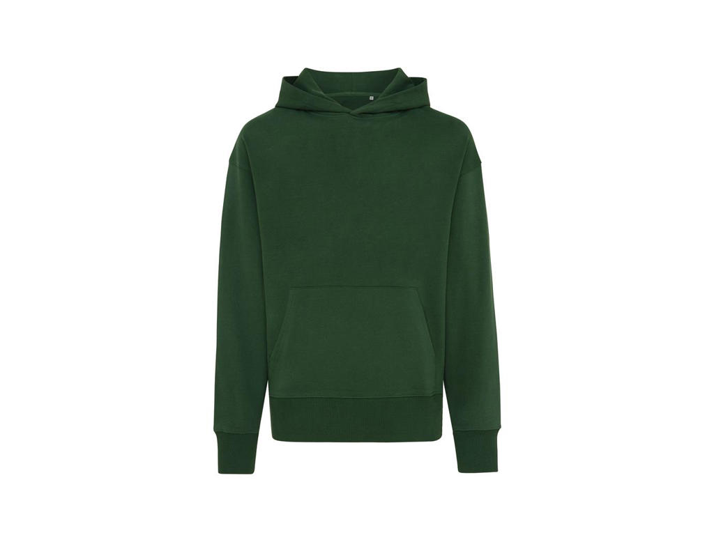 Iqoniq Yoho afslappet hoodie i genanvendt bomuld, forest green
