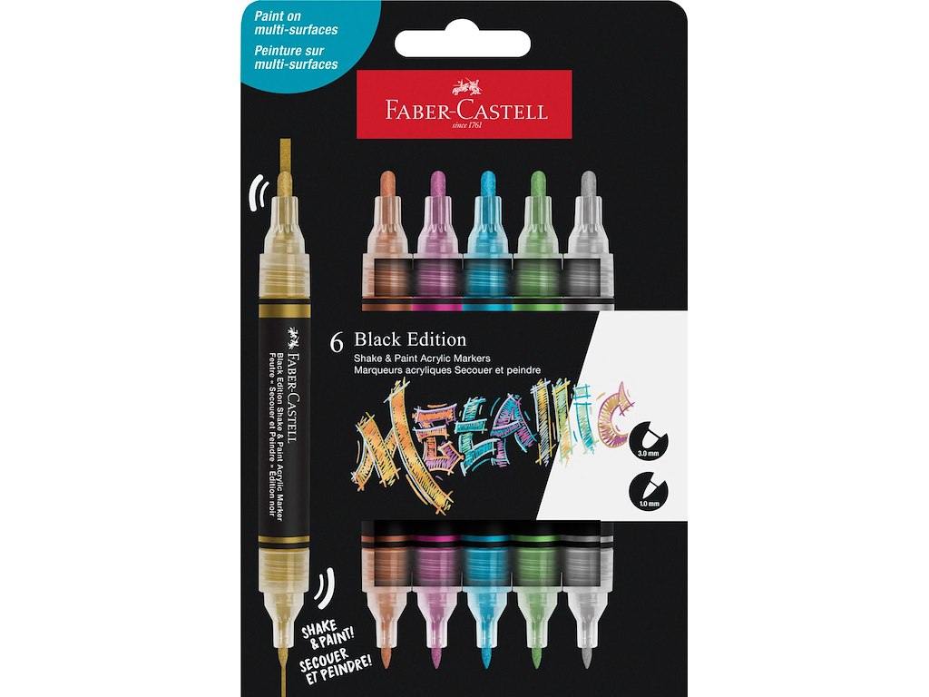 Marker Faber Castell Shake & Paint 6 ass. Metalic Farver