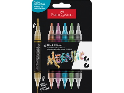 Marker Faber Castell Shake & Paint 6 ass. metalic farver