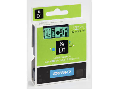 Dymo tape 45019 12mm sort/grøn