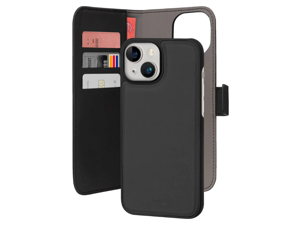 Puro Iphone 15 Eco-leather Detachable Wallet Case, Black