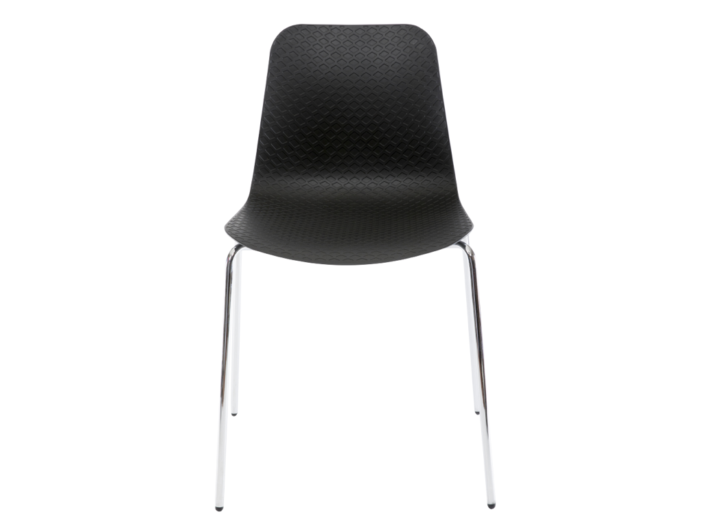 Stabelstol | Ventus | Sort mønstret sæde | Krom stel