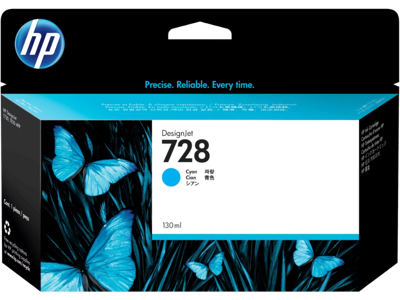 HP 728 blæk cyan 130 ml.