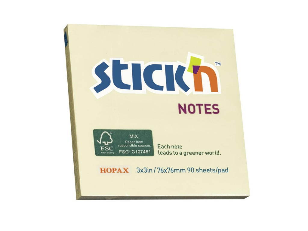 Notes Stick'N 76x76 mm. gul 90 blade