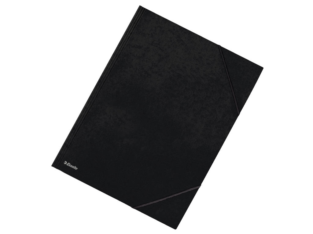 Elastikmappe A3 karton sort m/3 klapper
