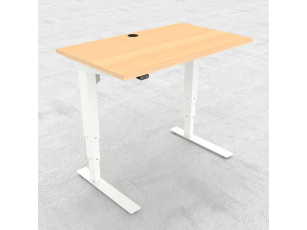 Hæve-/ sænkebord 100x60 cm bøg med hvidt stel