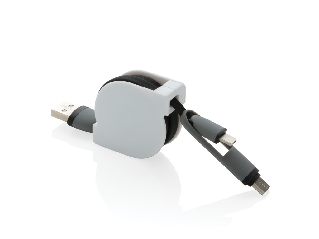 3 i 1 udtrækkeligt kabel, sort