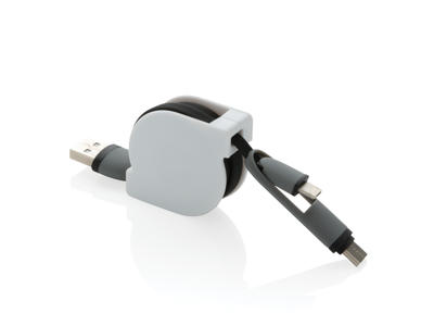 3 i 1 udtrækkeligt kabel, sort