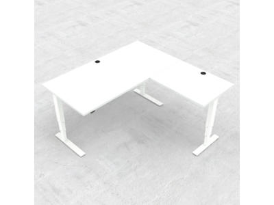 Hæve-/ sænkebord 160x160 cm hvid med hvidt stel