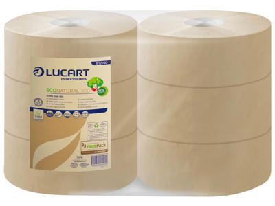Toiletpapir Lucart jumbo 2 lags 100% genbrug 6 ruller