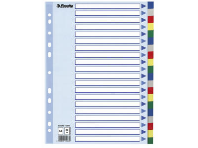 Faneblade A4 Esselte 20 delt farvet plast 