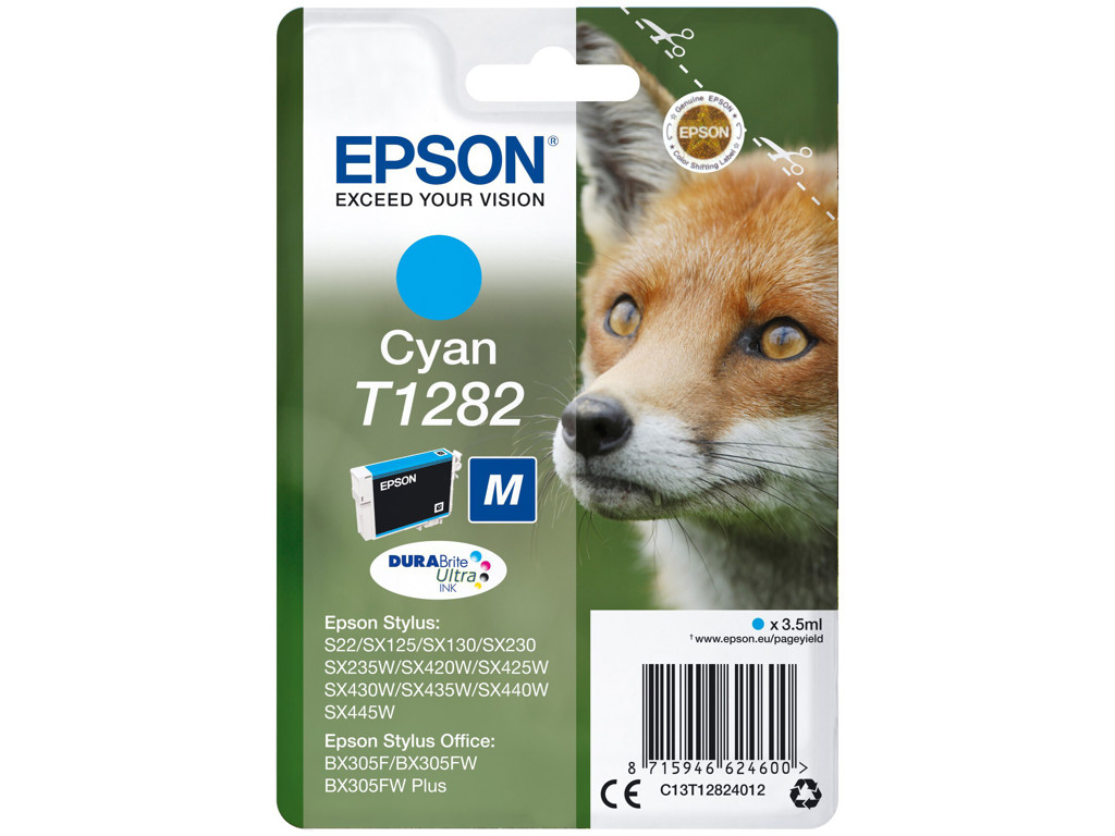 Epson Blækpatron T1282 cyan, 175 sider