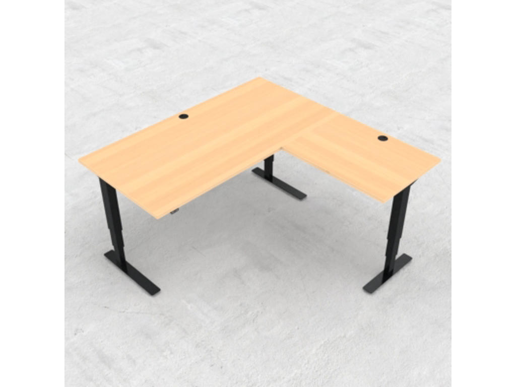 Hæve-/ sænkebord 160x160 cm med sort stel