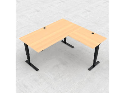 Hæve-/ sænkebord 160x160 cm med sort stel