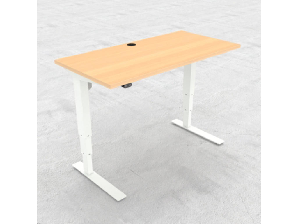 Hæve-/ Sænkebord 120x60 cm bøg med Hvidt Stel