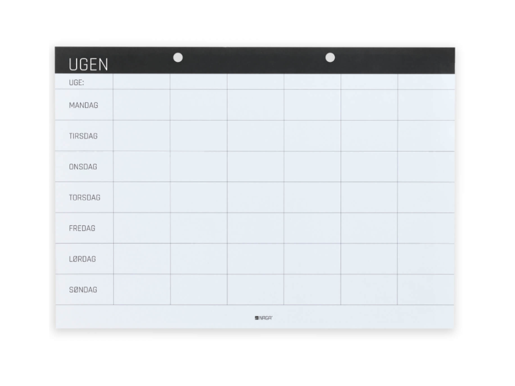 A4 planlægningsblok ugeplan dansk