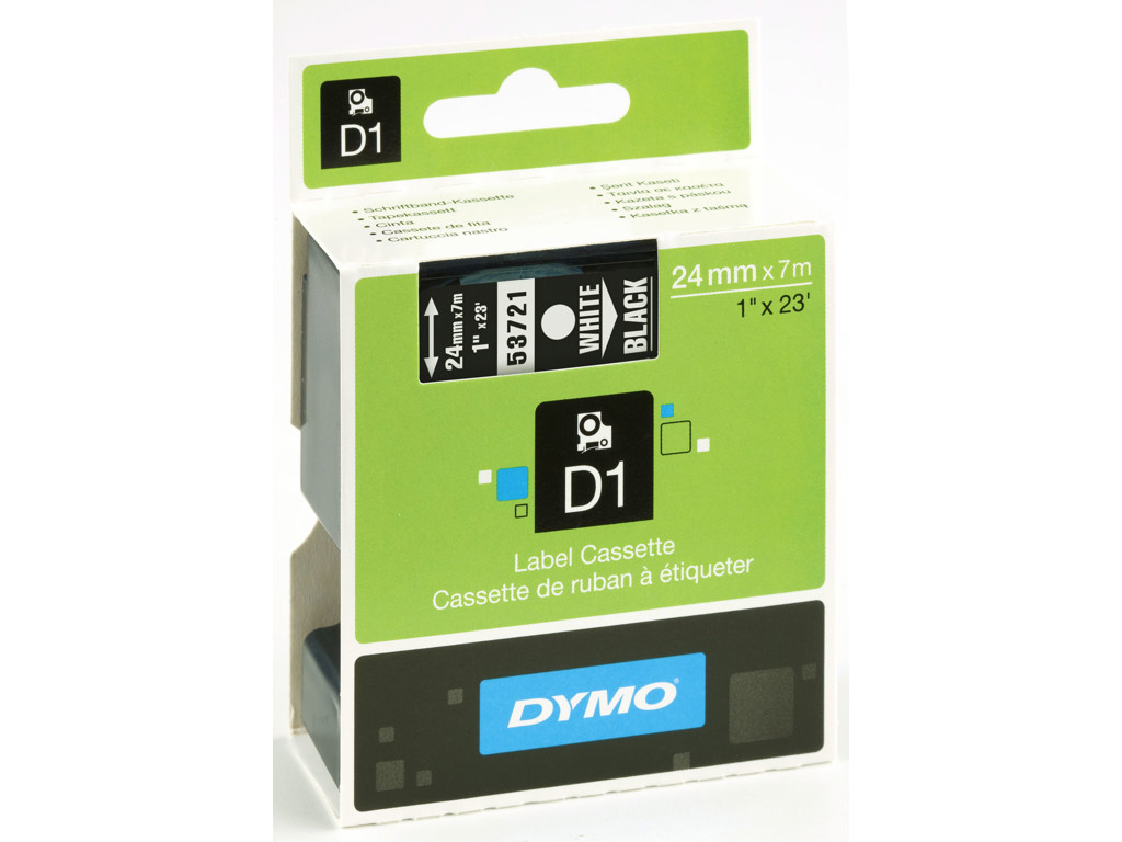 Dymo tape 53721 24mm hvid/sort